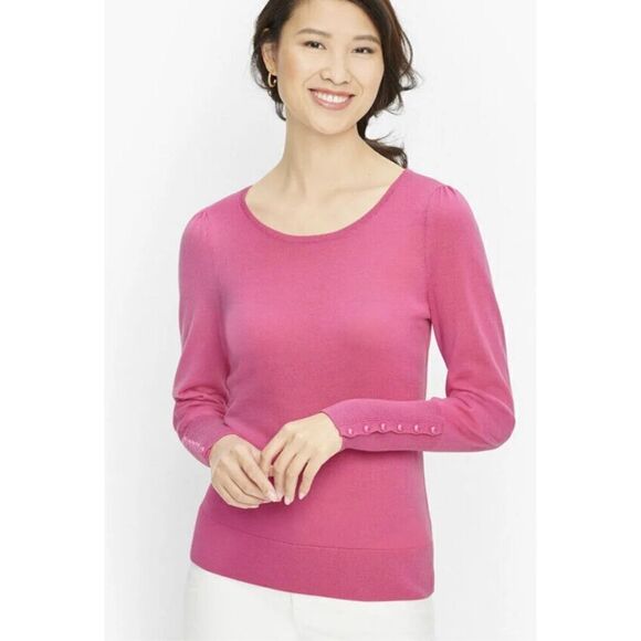 Talbots Merino Wool Rose Pink Pullover Sweater Size Large - Picture 1 of 8